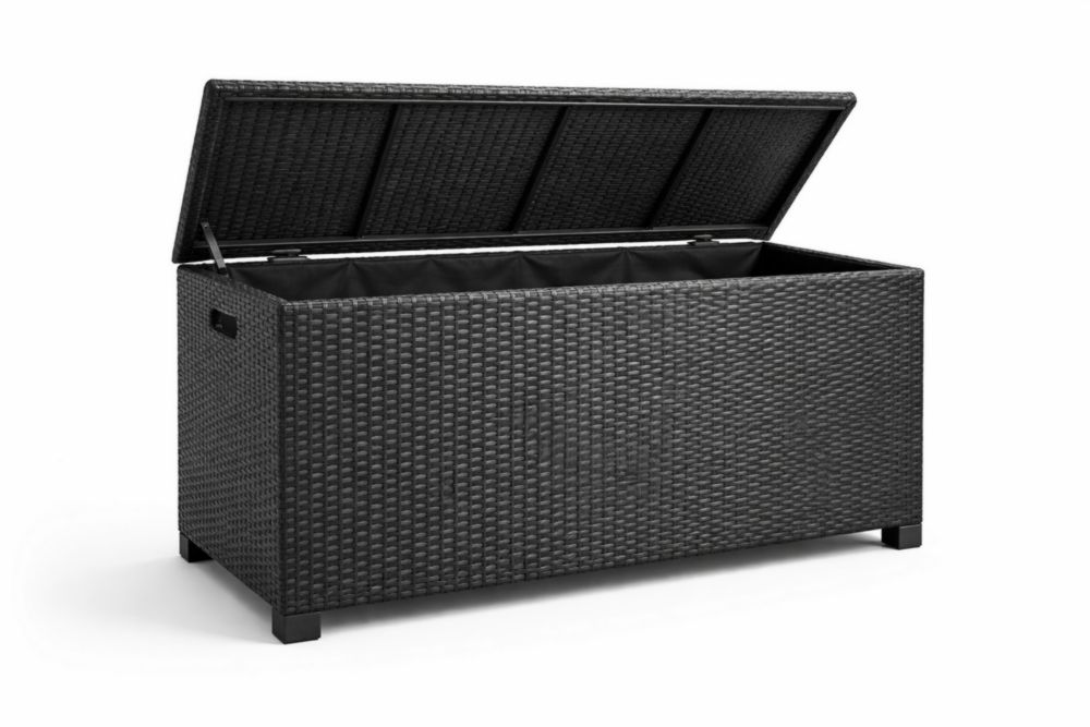 Coffre de rangement en résine tressée Noir 120x50x60 cm