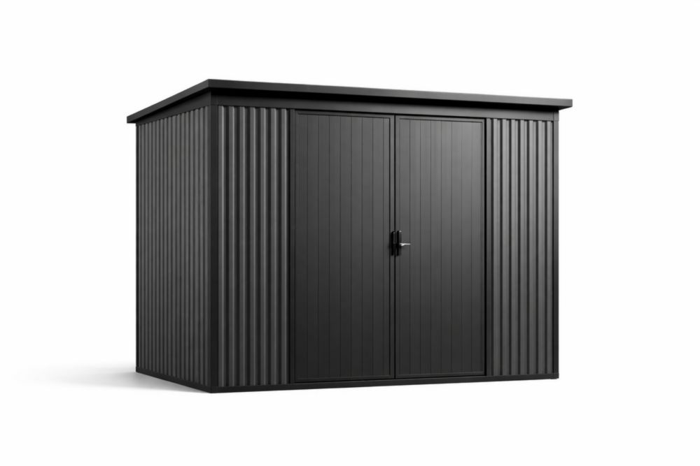 Abri de jardin en acier noir 213 cm x 130 cm x 185 cm