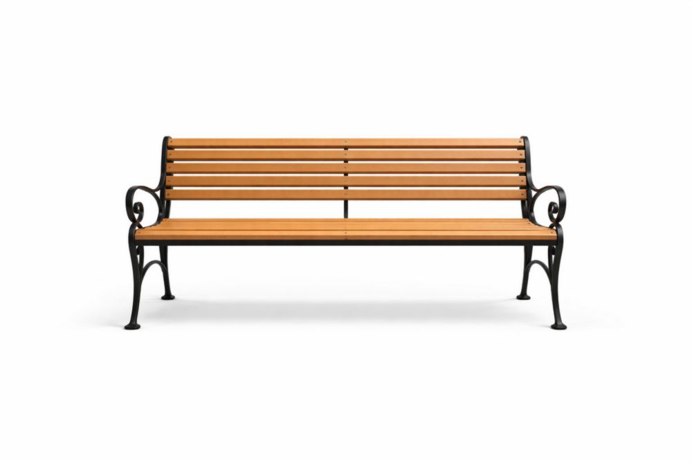 Banc de jardin en bois de hêtre et acier noir