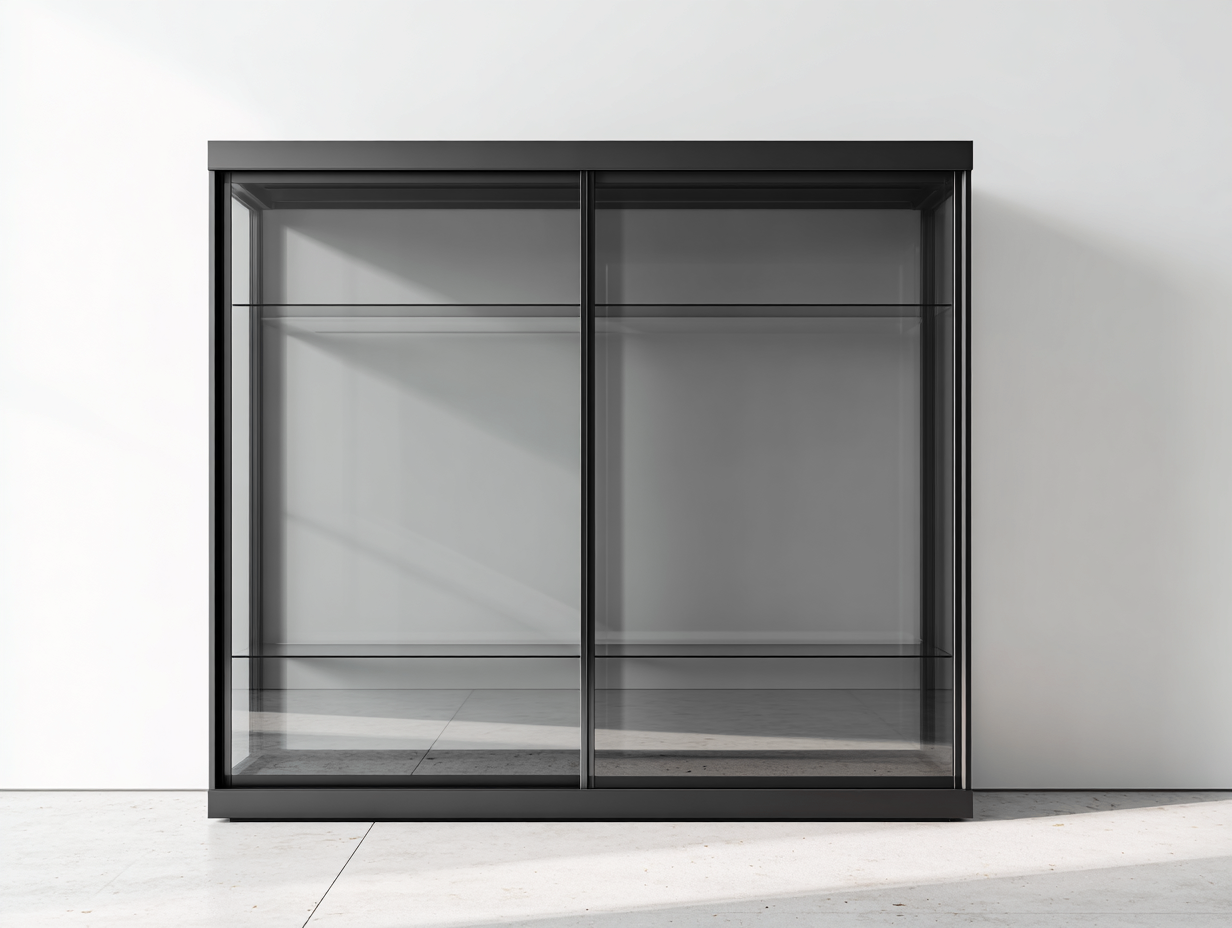 Vetrina-Vetro-Metallo-160x45x170 cm-Nero-Design moderno-Craftgetnest