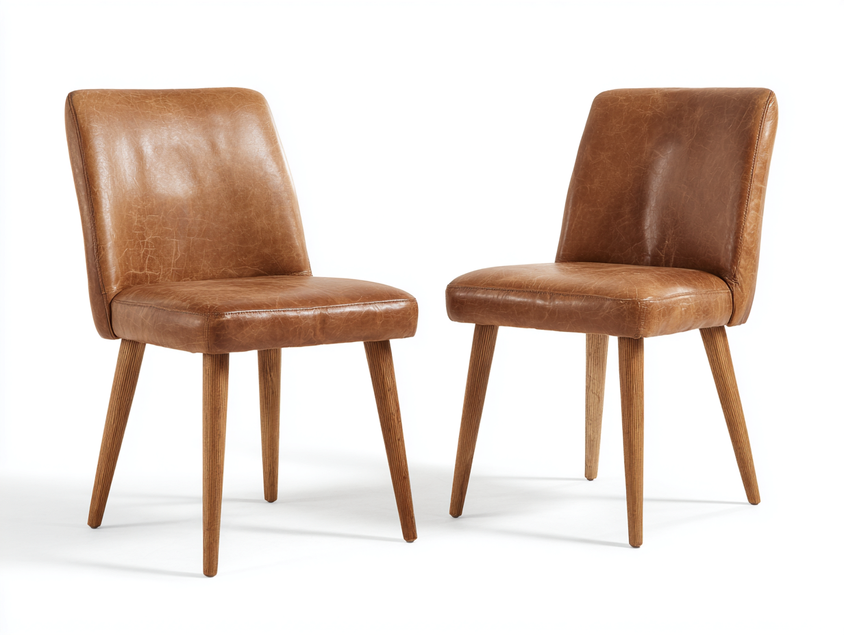 Sedia da pranzo-legno-pelle sintetica-51x55x80 cm-marrone cuoio-naturale-design moderno-Craftgetnest