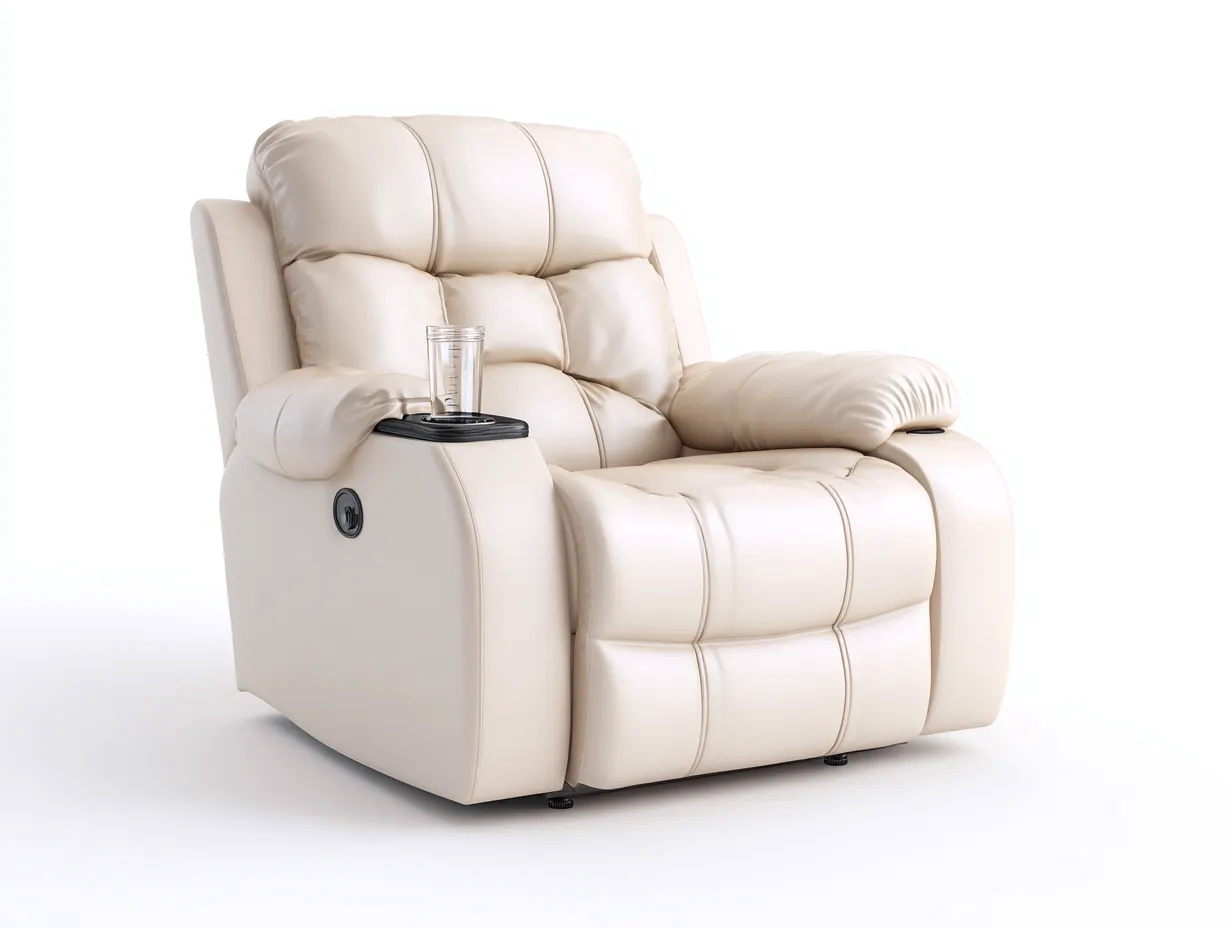 Poltrona reclinabile-Pelle-104x96x108 cm-Crema-Stile moderno-Craftgetnest