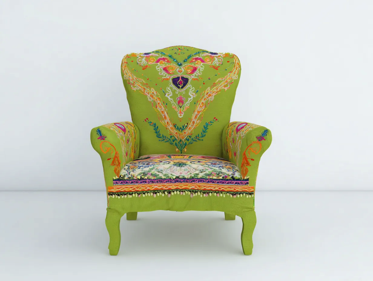 Poltrona in tessuto-tessuto-legno-77x75x92 cm-verde-design decorativo-Craftgetnest