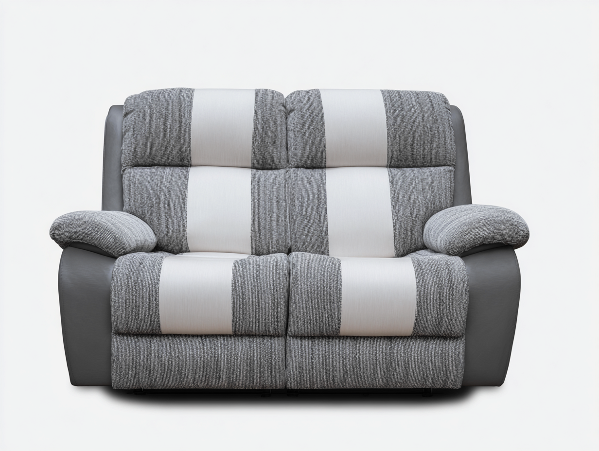 Divano reclinabile - tessuto - 165x97x102 cm - grigio-bianco - stile moderno-Craftgetnest