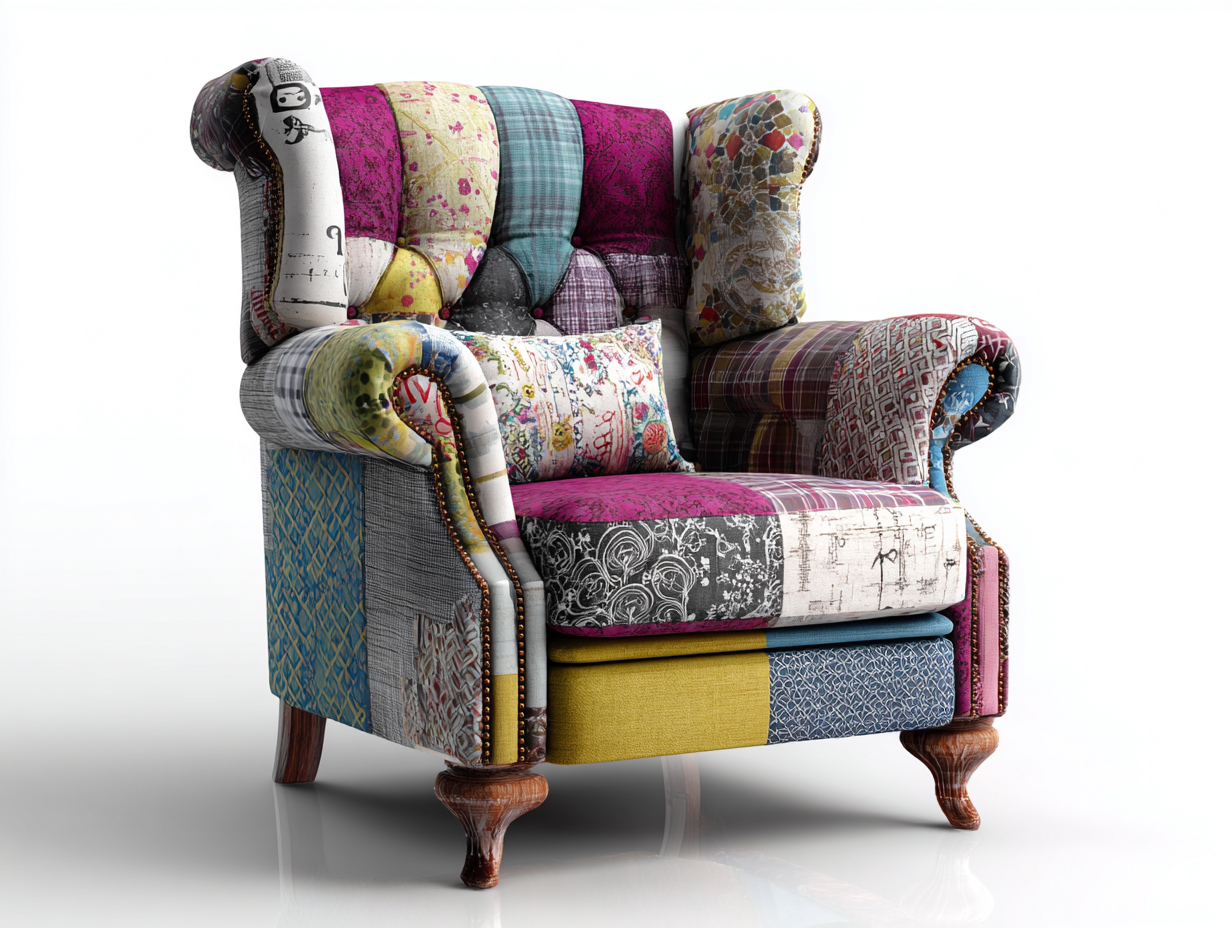 Poltrona - tessuto-legno - 97x93x117 cm - multicolore - stile classico-Craftgetnest