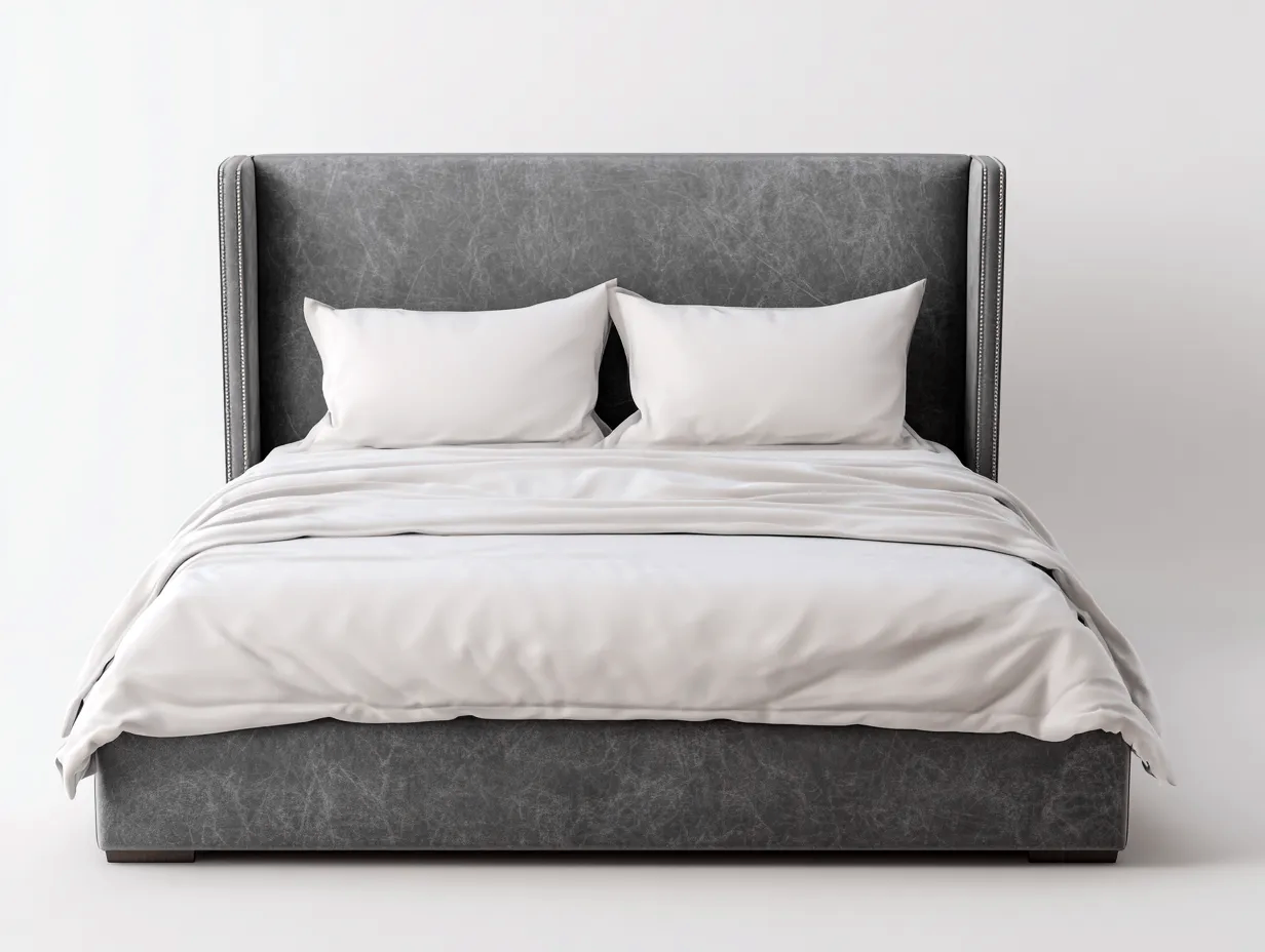 Letto matrimoniale - Tessuto-Legno - 220x184x120 cm - Grigio scuro - Stile moderno-Craftgetnest