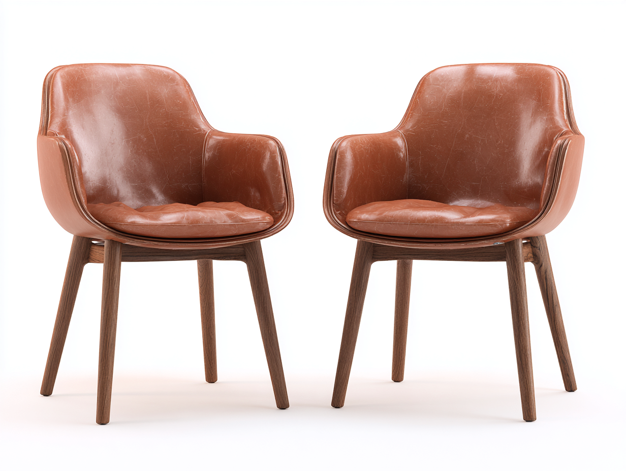 Sedia da pranzo-legno-pelle sintetica-60x59x78 cm-marrone cuoio-naturale-design moderno-Craftgetnest