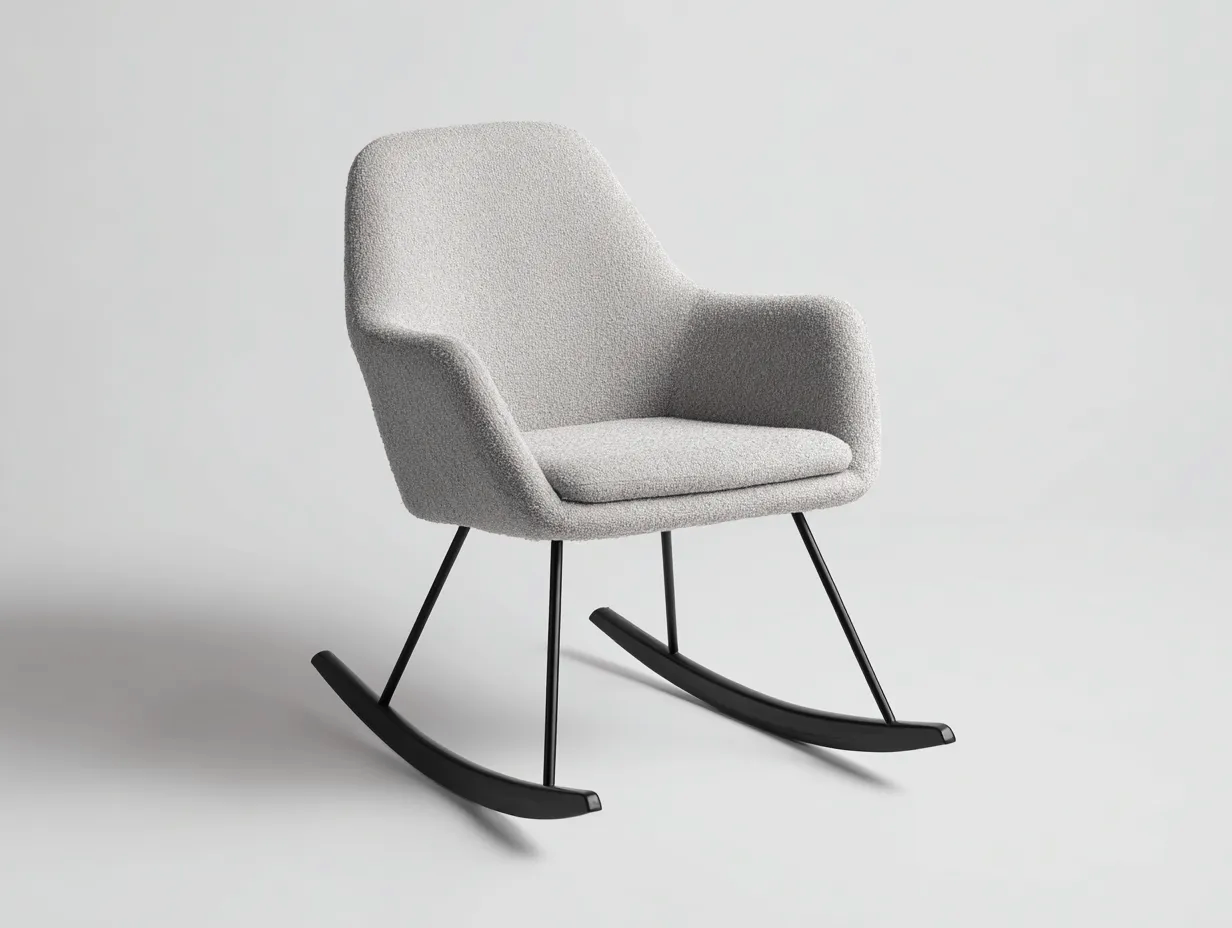 Sedia a dondolo-Tessuto-Metallo-94x73x99 cm-Beige chiaro-Stile moderno-Craftgetnest