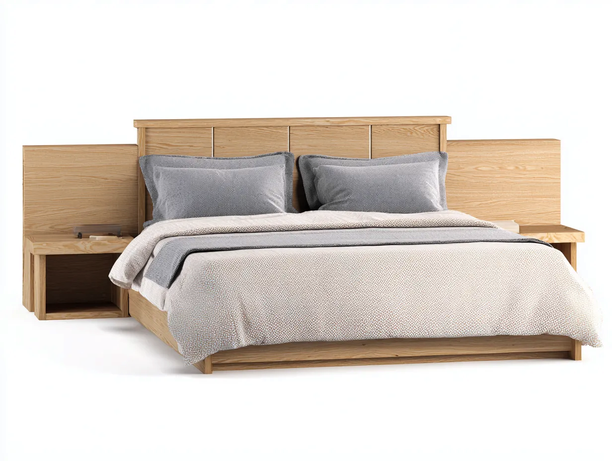 Letto matrimoniale - Legno massello - 220x185x95 cm - Legno naturale - Stile moderno-Craftgetnest