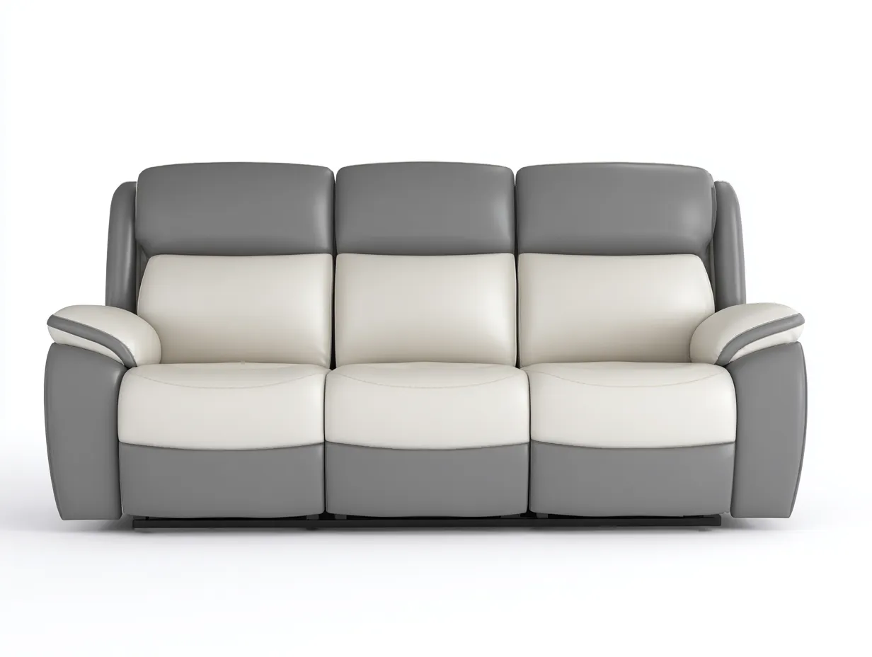 Divano reclinabile-pelle-210x95x100 cm-grigio-bianco-design moderno-Denuplab