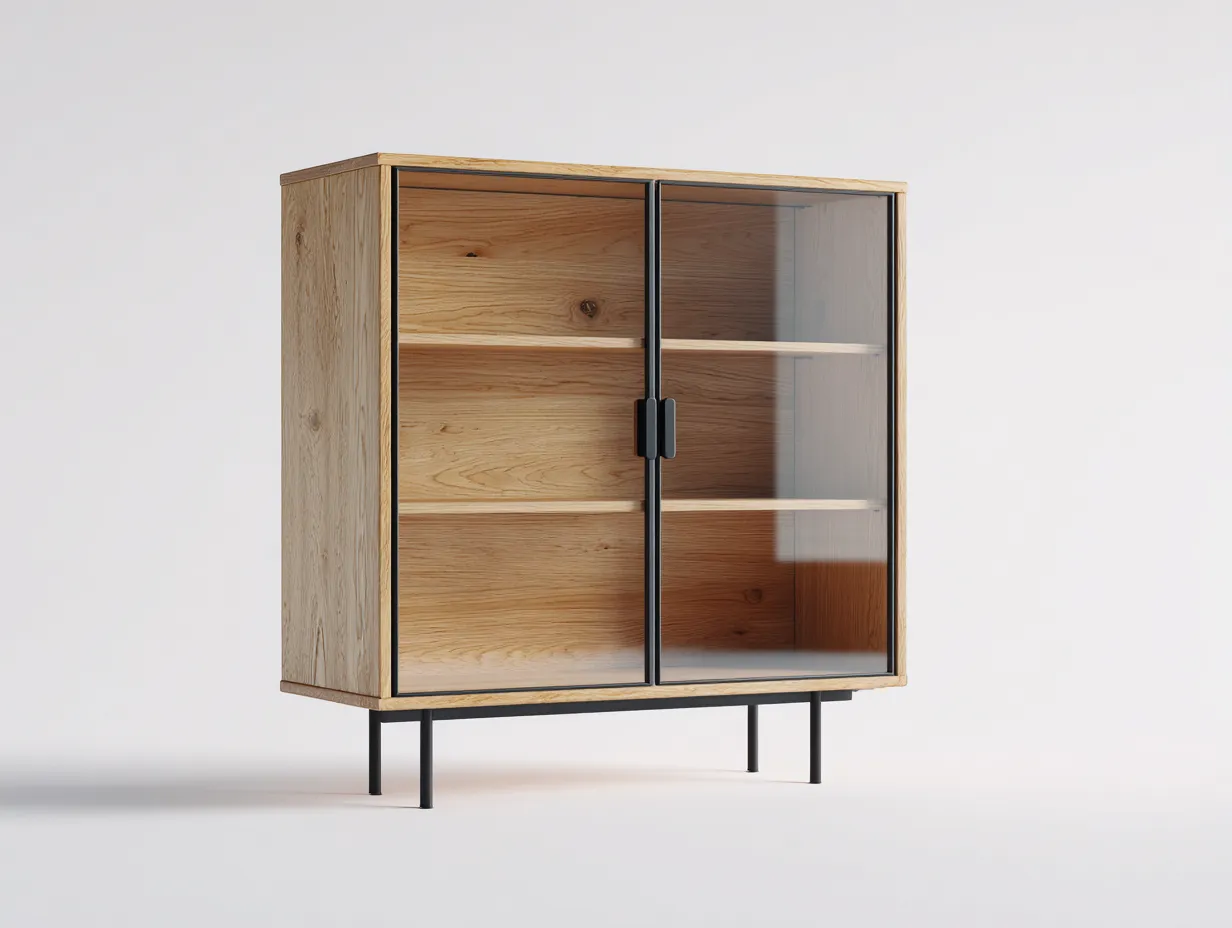 Vetrina-legno-vetro-105x40x120 cm-marrone-design moderno-Denuplab