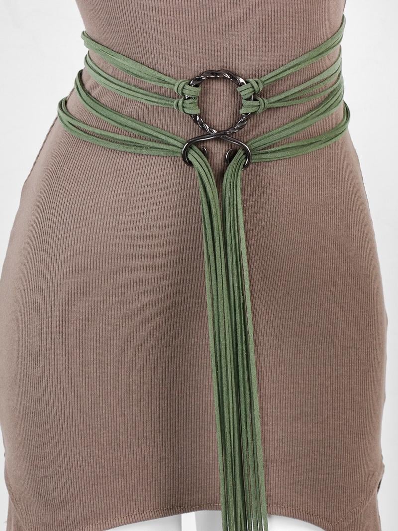 Medieval Viking Braided Leather Belt Set, with Ring Buckle & Tassel Decorations, Halloween Cosplay Costume Accessories for Men Women