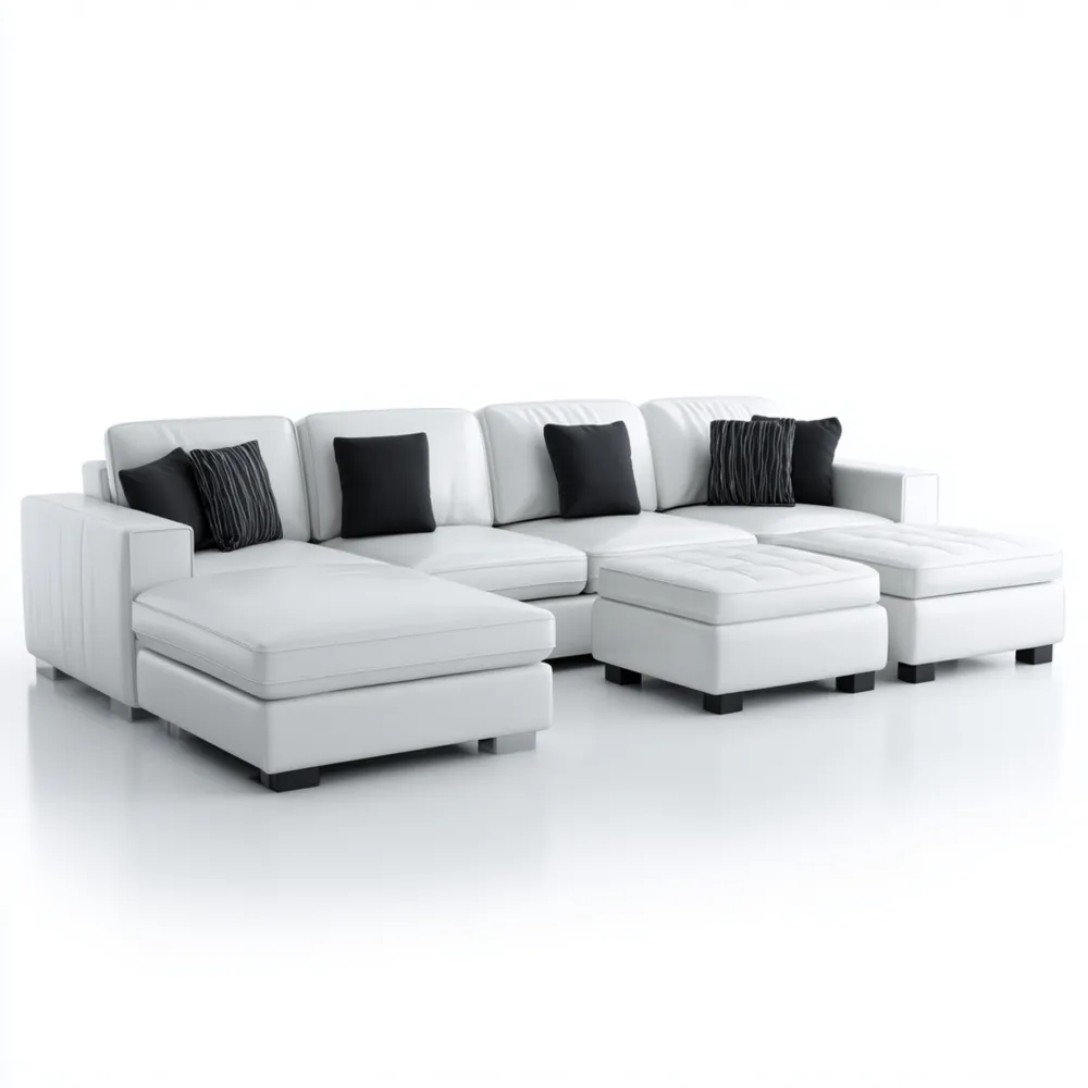 Modulares Sofa-Set Kunstleder 300x200x90 cm – Weiß – Modernes Design-Softelvia