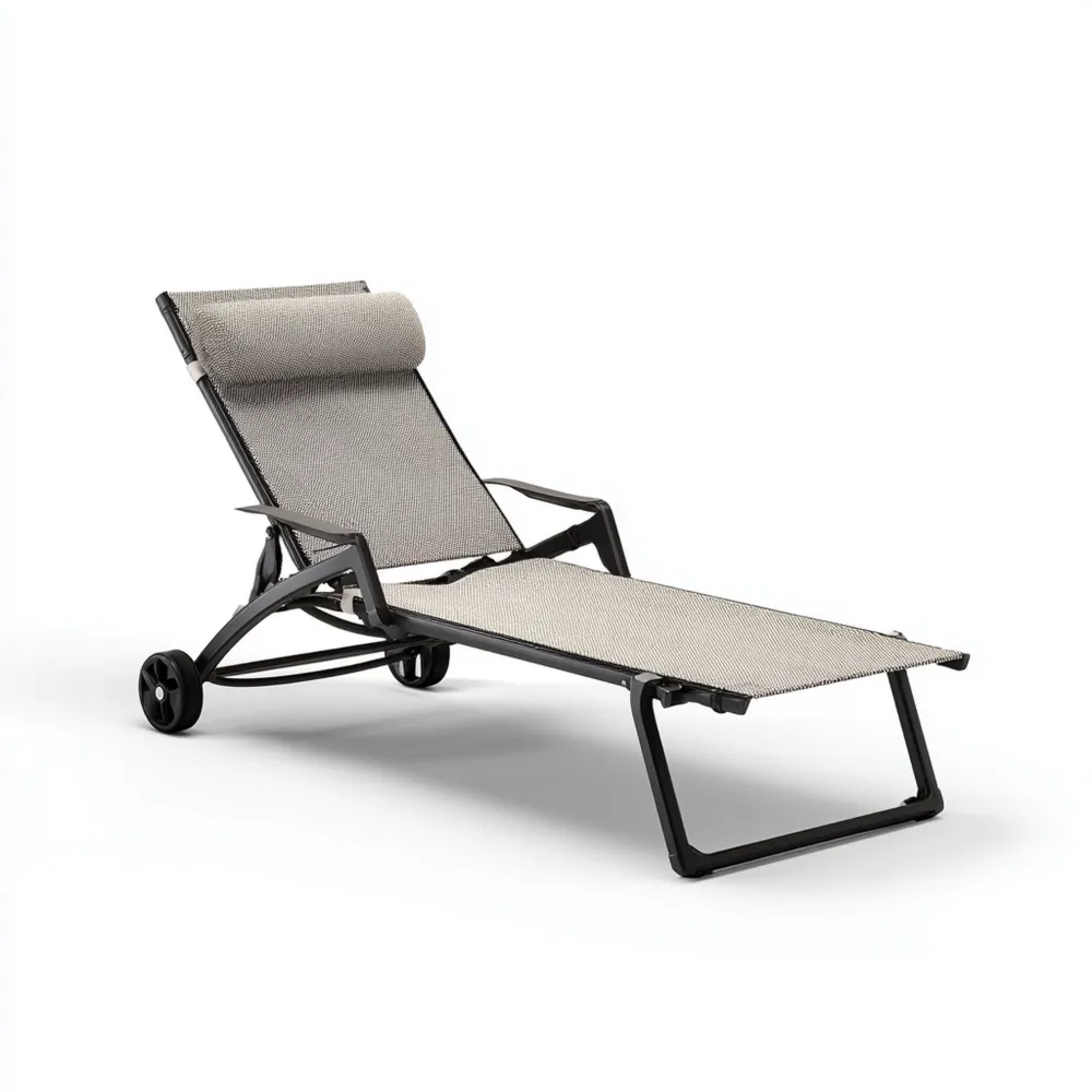 Gartenliege Metallgeflecht 200x65x35 cm – Grau – Verstellbare Rückenlehne-Softelvia