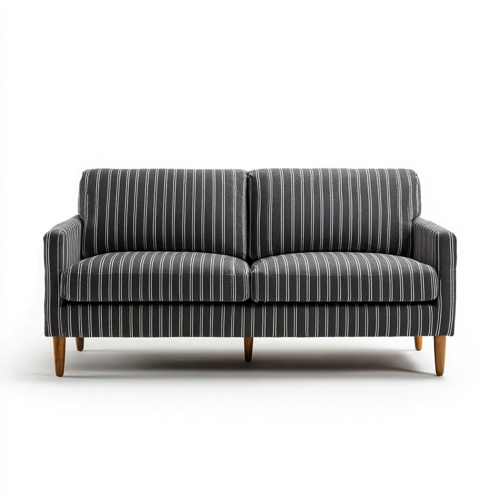 2-Sitzer-Sofa 150x85x90 cm mit Stoffbezug – Schwarz-Weiß gestreift – Skandinavischer Stil-Softelvia