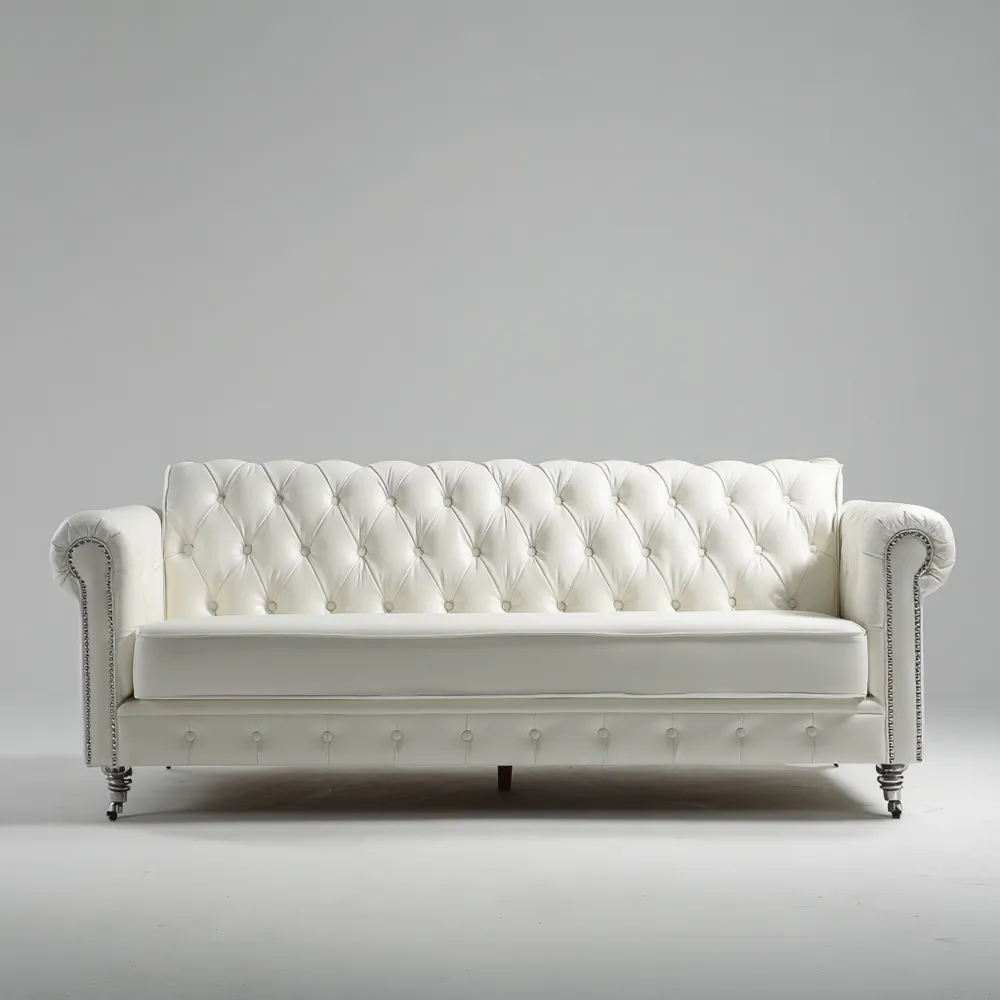 2-Sitzer-Sofa Leder 180x85x75 cm – Weiß – Klassisches Design-Softelvia