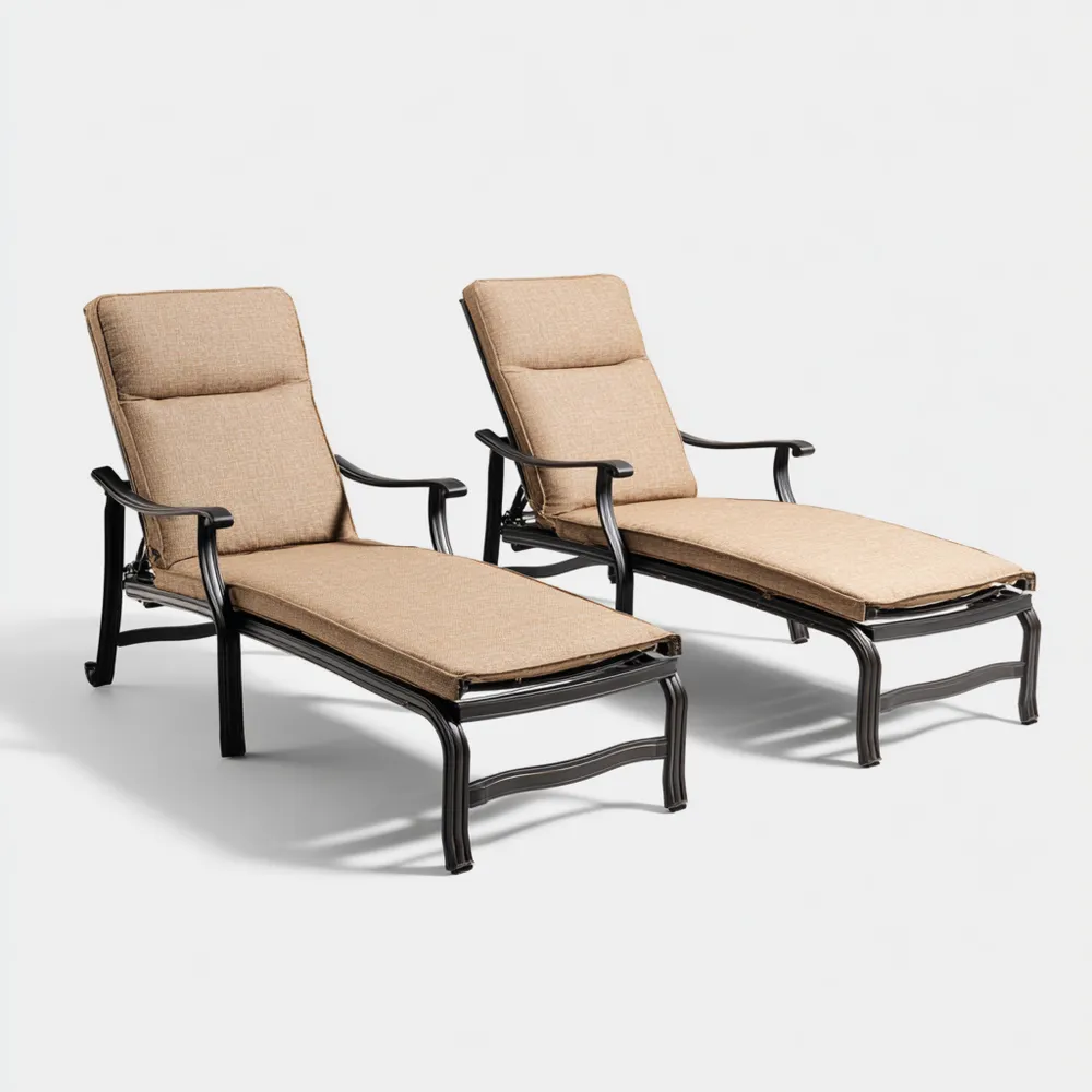 Gartenliege Set Metallrahmen 200x65x40 cm – Taupe – Klassisches Design-Softelvia