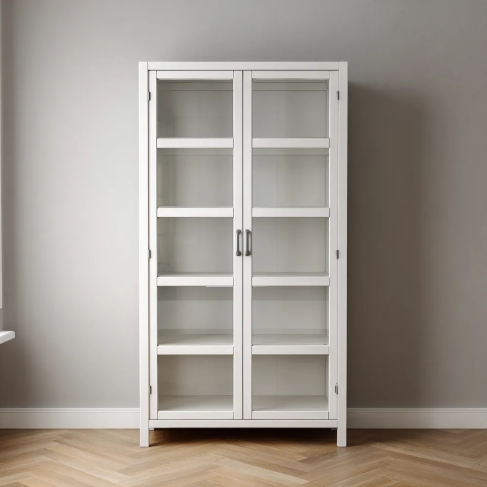 Vitrinenschrank Holz 180x80x40 cm – Weiß – Moderner Stil-Softelvia