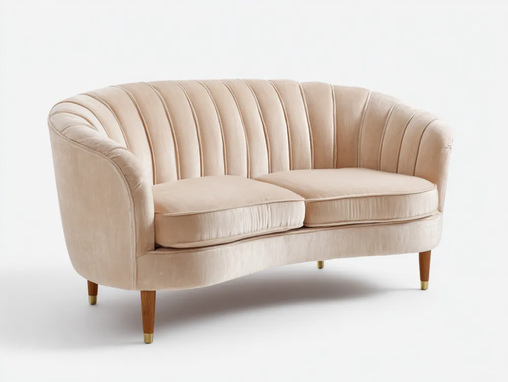 2-Sitzer-Sofa Samtgepolstert 150x85x80 cm – Beige – Klassisches Design-Softelvia