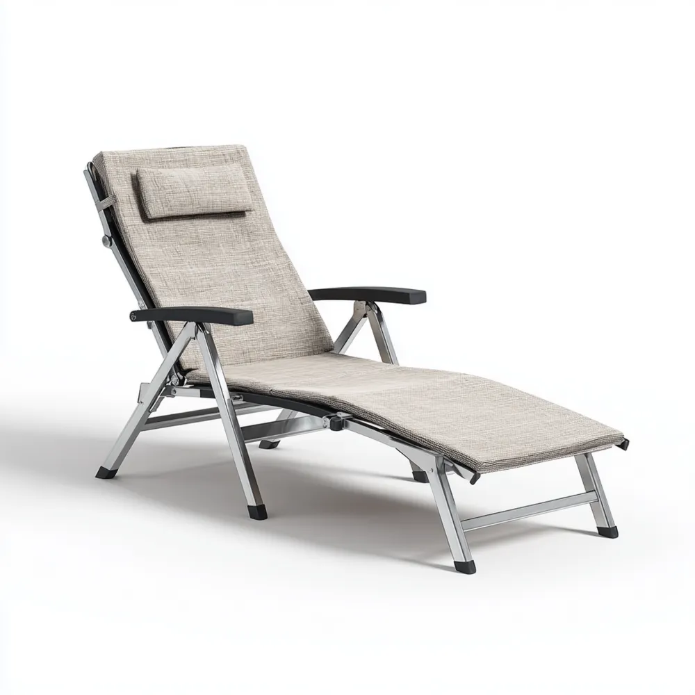 Gartenliege Aluminium Klappbar 190x70x30 cm – Beige – Verstellbare Rückenlehne-Softelvia