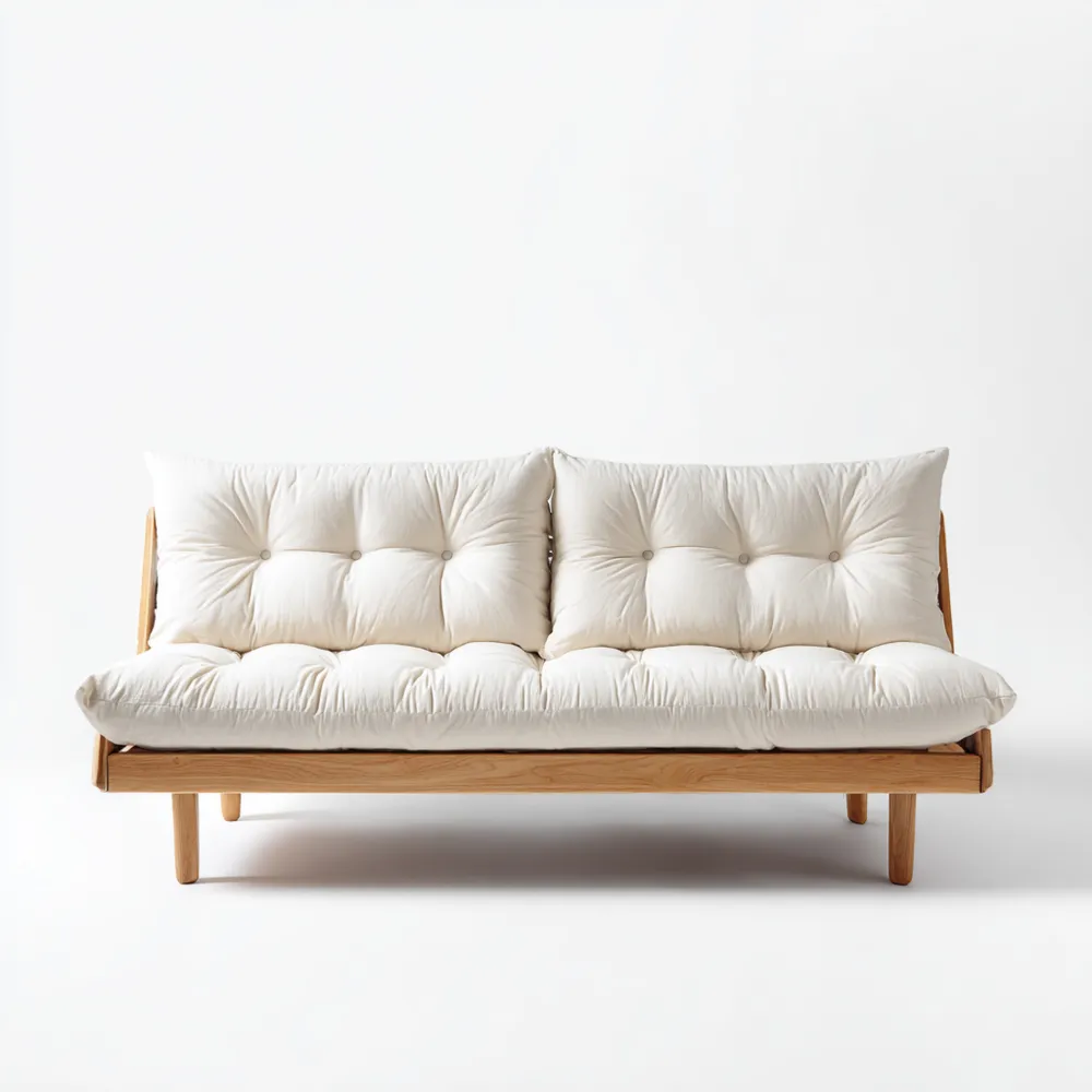 2-Sitzer-Sofa Holzrahmen Baumwolle 150x80x70 cm – Weiß – Skandinavisches Design-Softelvia