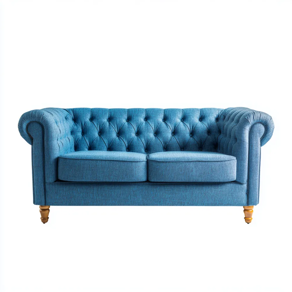 2-Sitzer-Sofa Stoff Blau 150x85x75 cm – Klassisches Design-Domelario