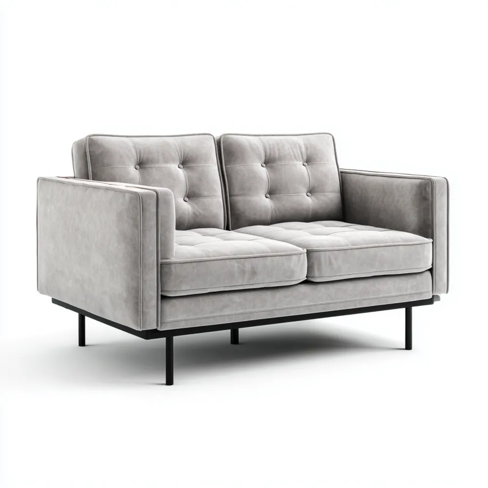 2-Sitzer-Sofa Samt 150x80x85 cm – Hellgrau – Modernes Design-Domelario