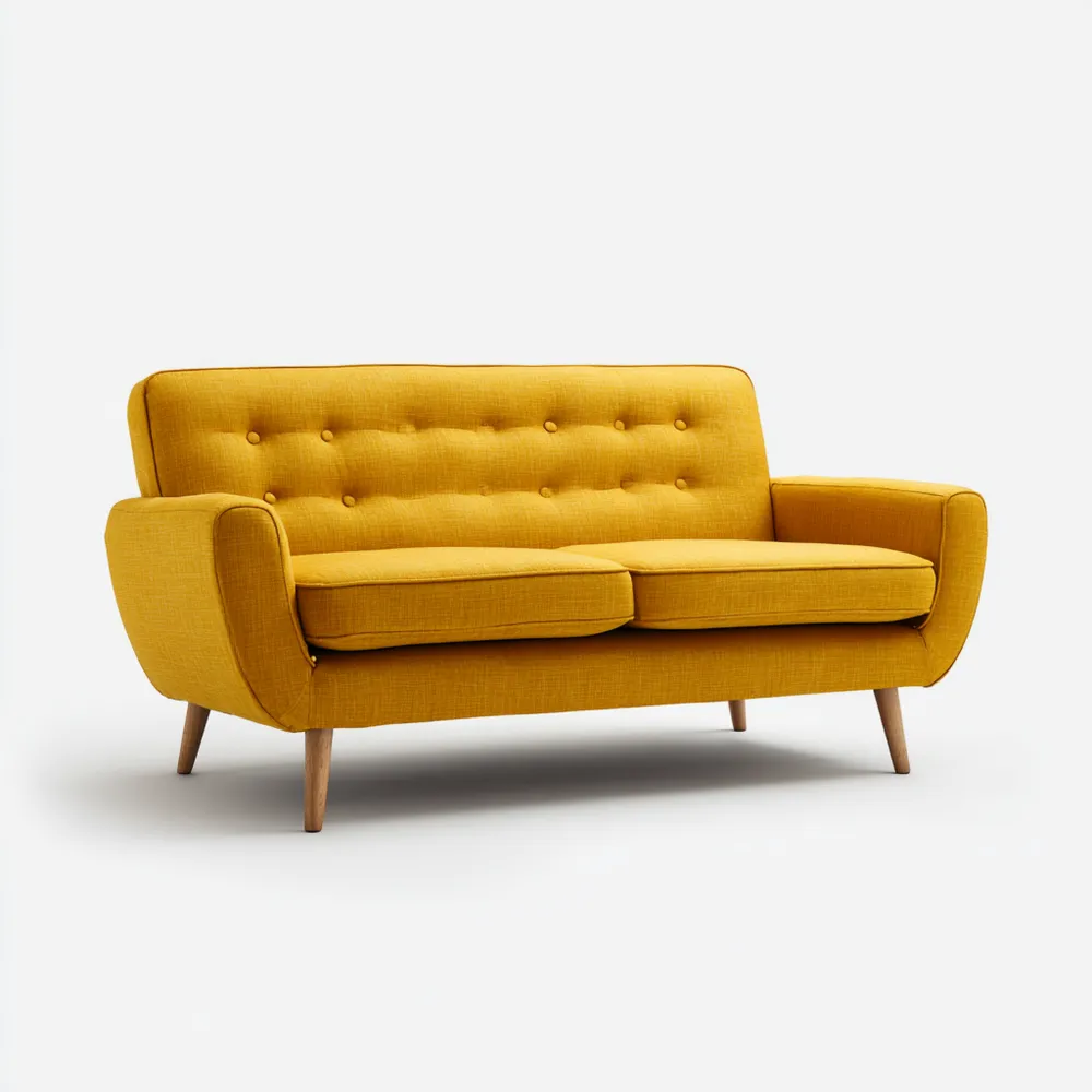 2-Sitzer-Sofa Stoff 150x85x80 cm - Gelb - Retro Stil-Domelario