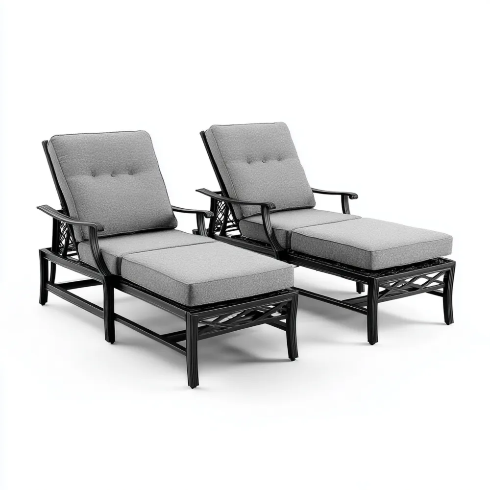 Gartenliege Set Metallrahmen 190x60x40 cm – Grau – Modernes Design-Domelario