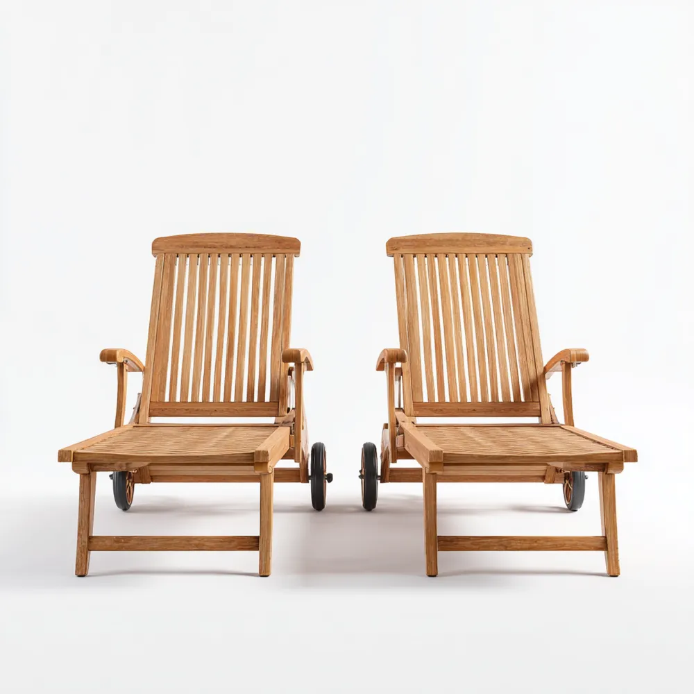 Gartenliege Set aus Massivholz 200x65x20 cm - Natur - Klassisches Design-Domelario