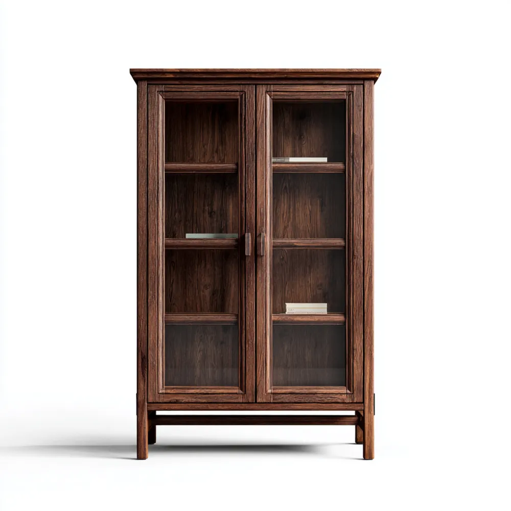 Vitrine Holz 100x45x180 cm - Dunkelbraun - Klassisches Design-Domelario