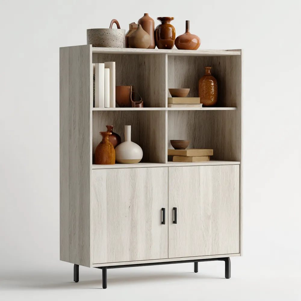 Dekoschrank Holzoptik 120x35x160 cm - Natur - Modernes Design-Domelario