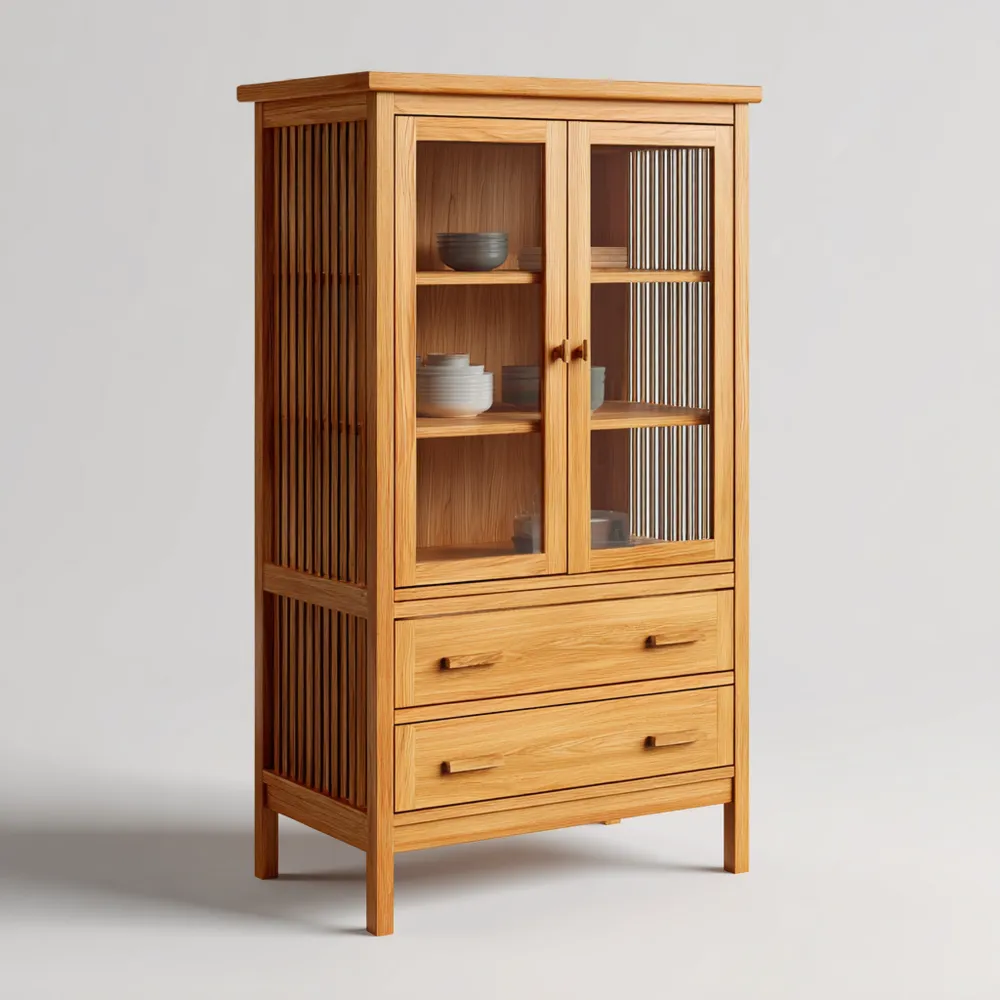 Vitrinenschrank 120x40x200 cm – Natur – Moderner Stil-Domelario