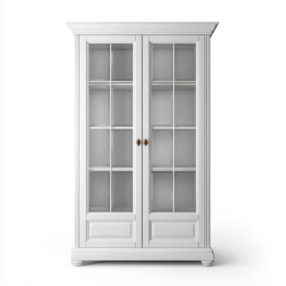 Vitrine Holz 90x140x40 cm – Weiß – Klassisches Design-Domelario