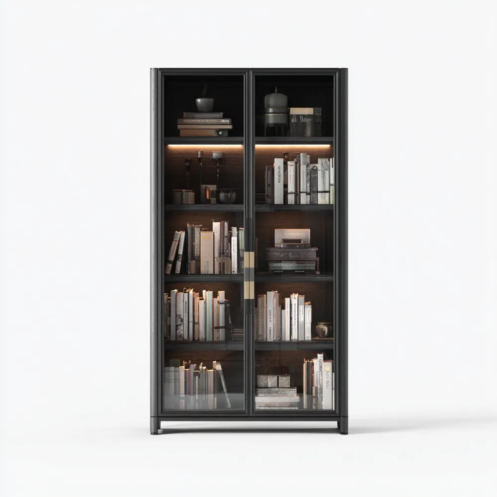 Moderner Bücherschrank aus Glas 80x40x180 cm - Schwarz-Domelario