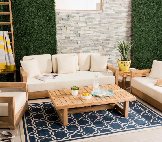 5 - Piece Teak Sofa Seating Group with Cushions