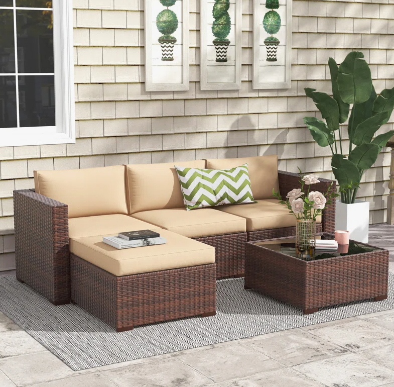 3 - Person Modular Patio Conversation Sets with Cushions