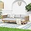 Merax 67.5" Outdoor Patio Daybed 3 Seater Sofa Bed,Acacia Wood Frame with Rattan Arm,Cushion & Pillow