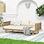 Merax 67.5" Outdoor Patio Daybed 3 Seater Sofa Bed,Acacia Wood Frame with Rattan Arm,Cushion & Pillow