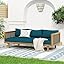 Merax 67.5" Outdoor Patio Daybed 3 Seater Sofa Bed,Acacia Wood Frame with Rattan Arm,Cushion & Pillow