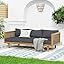 Merax 67.5" Outdoor Patio Daybed 3 Seater Sofa Bed,Acacia Wood Frame with Rattan Arm,Cushion & Pillow