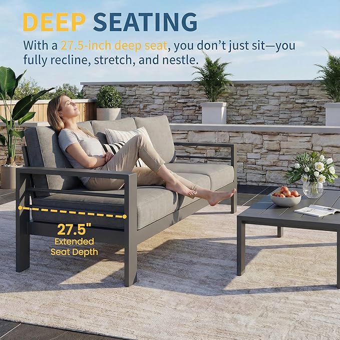 5-Person Outdoor Patio Furniture Set With Upgraded Cushions