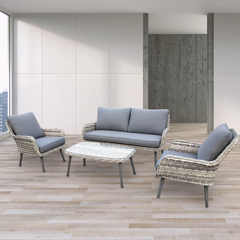 Aluminum rattan waterproof outdoor sofa set