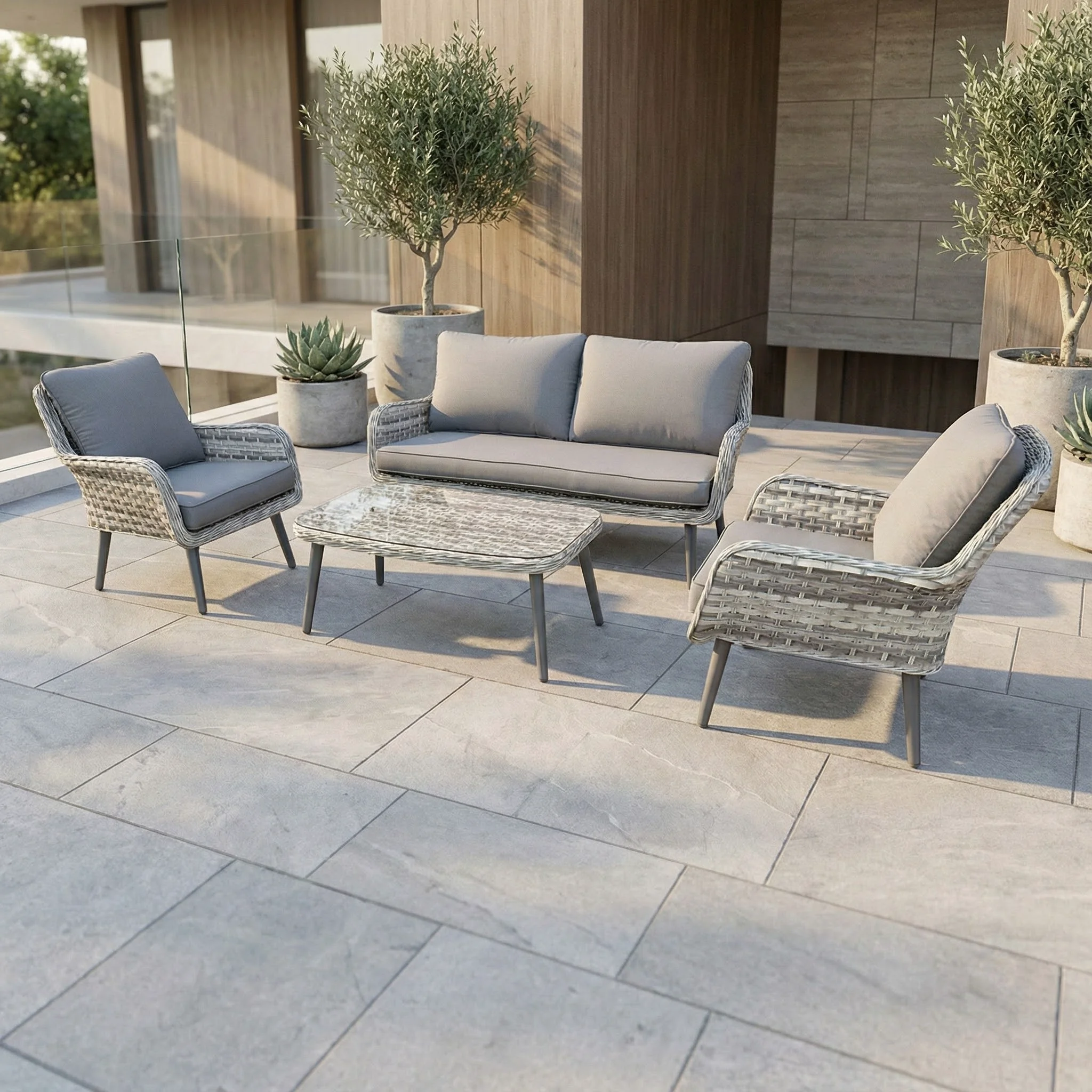 Aluminum rattan waterproof outdoor sofa set