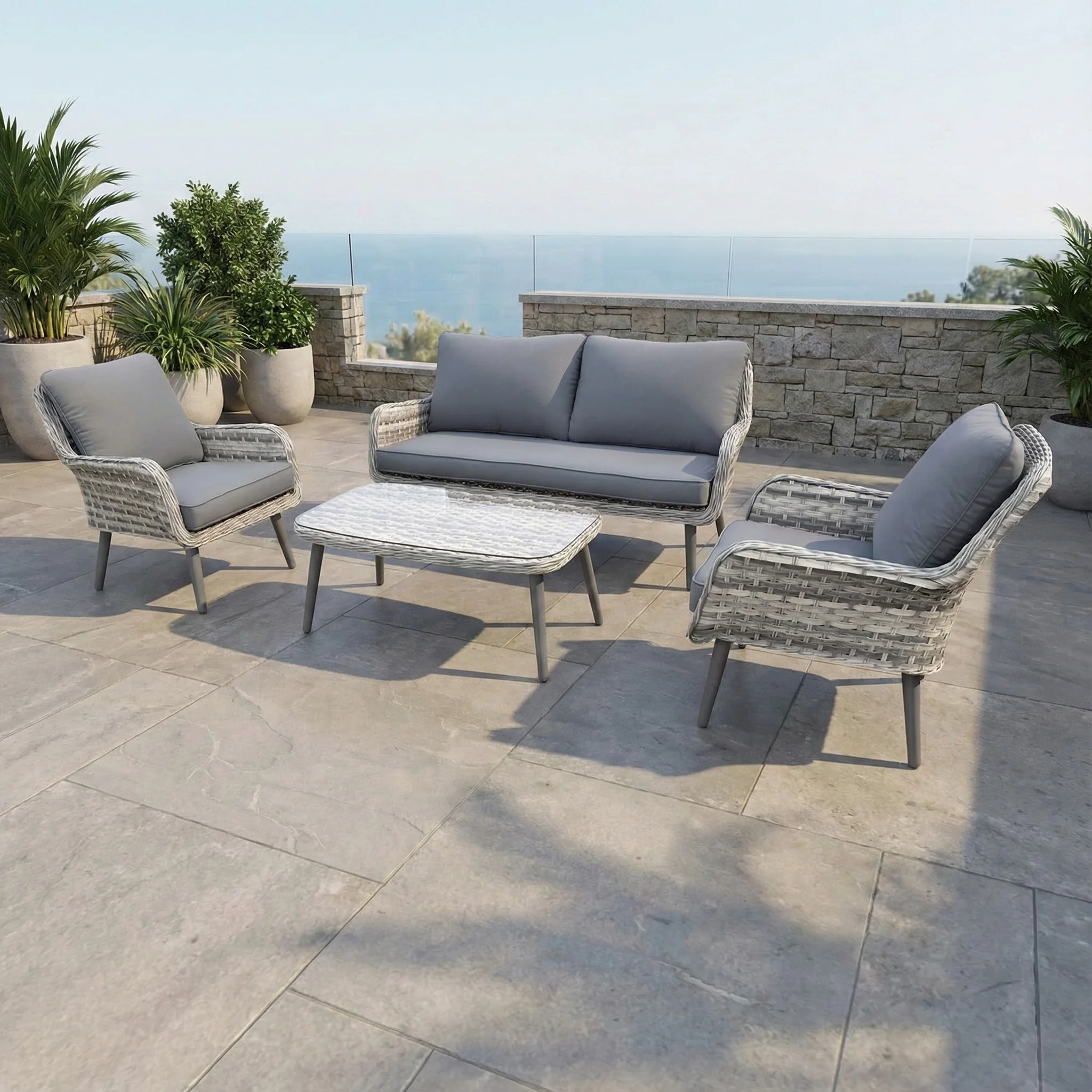 Aluminum rattan waterproof outdoor sofa set