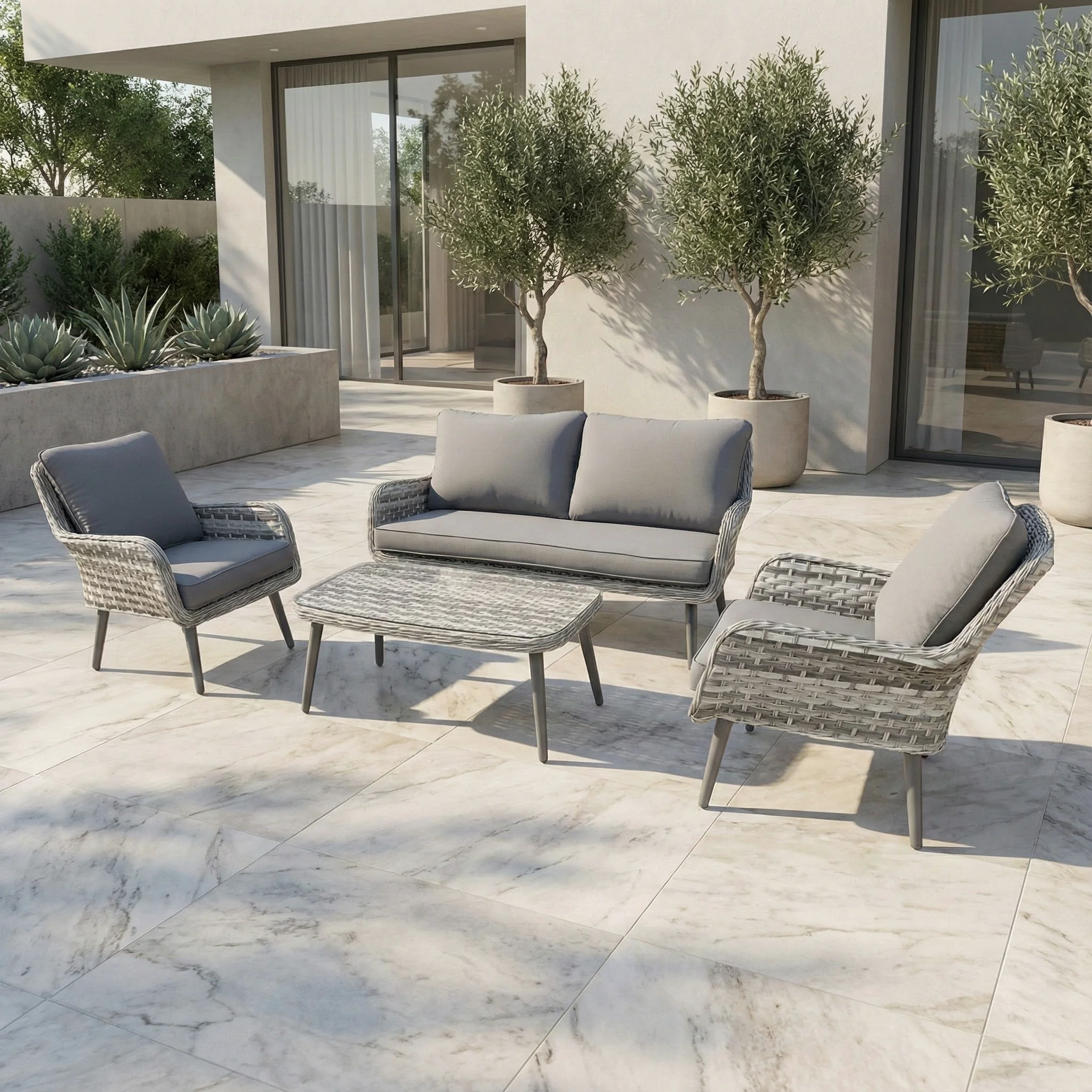 Aluminum rattan waterproof outdoor sofa set