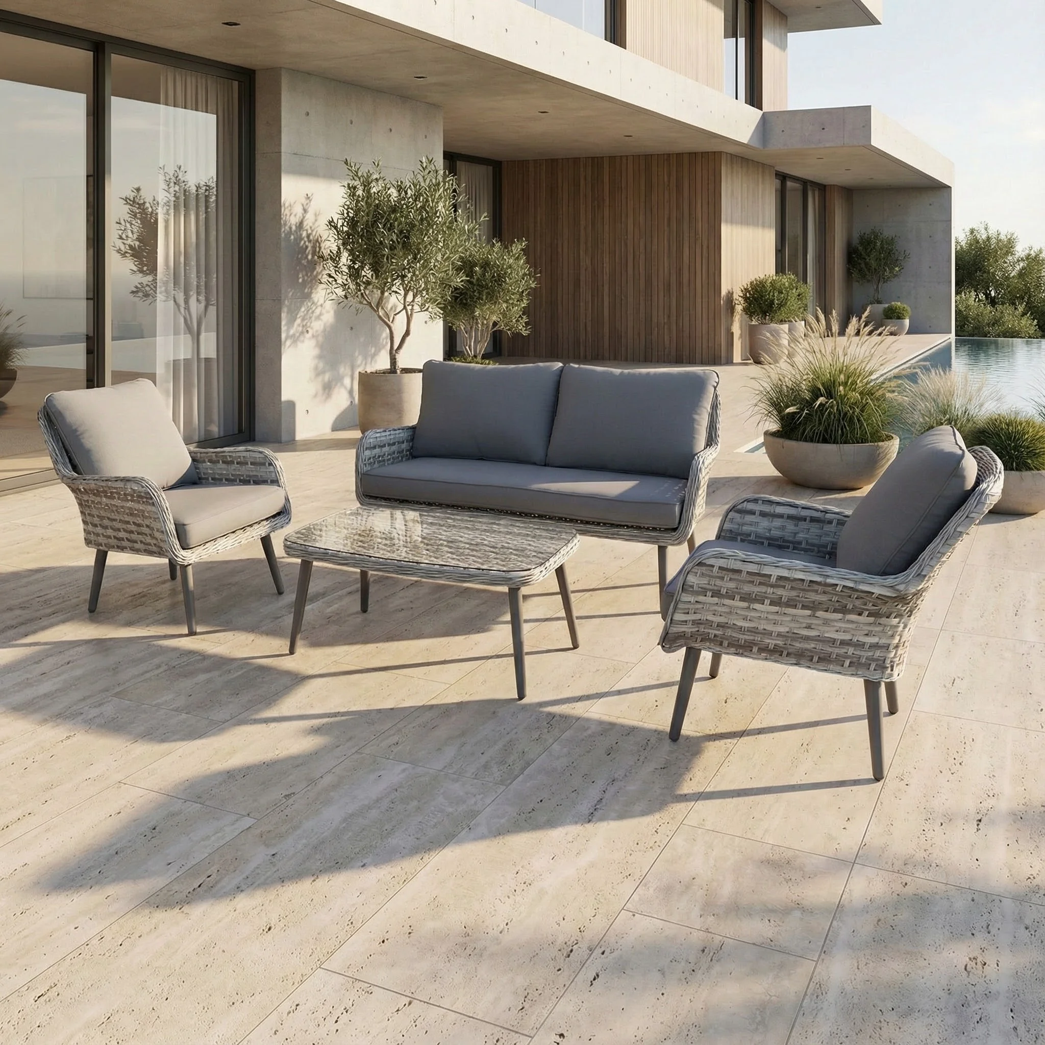 Aluminum rattan waterproof outdoor sofa set