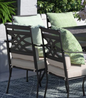  Square Outdoor Dining Set with Thick Seat Cushions & Lumbar Support Pillows