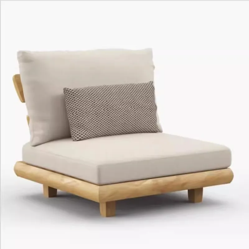 Modern outdoor solid teak sofa set used in apartment living room, family terrace, hotel and garden