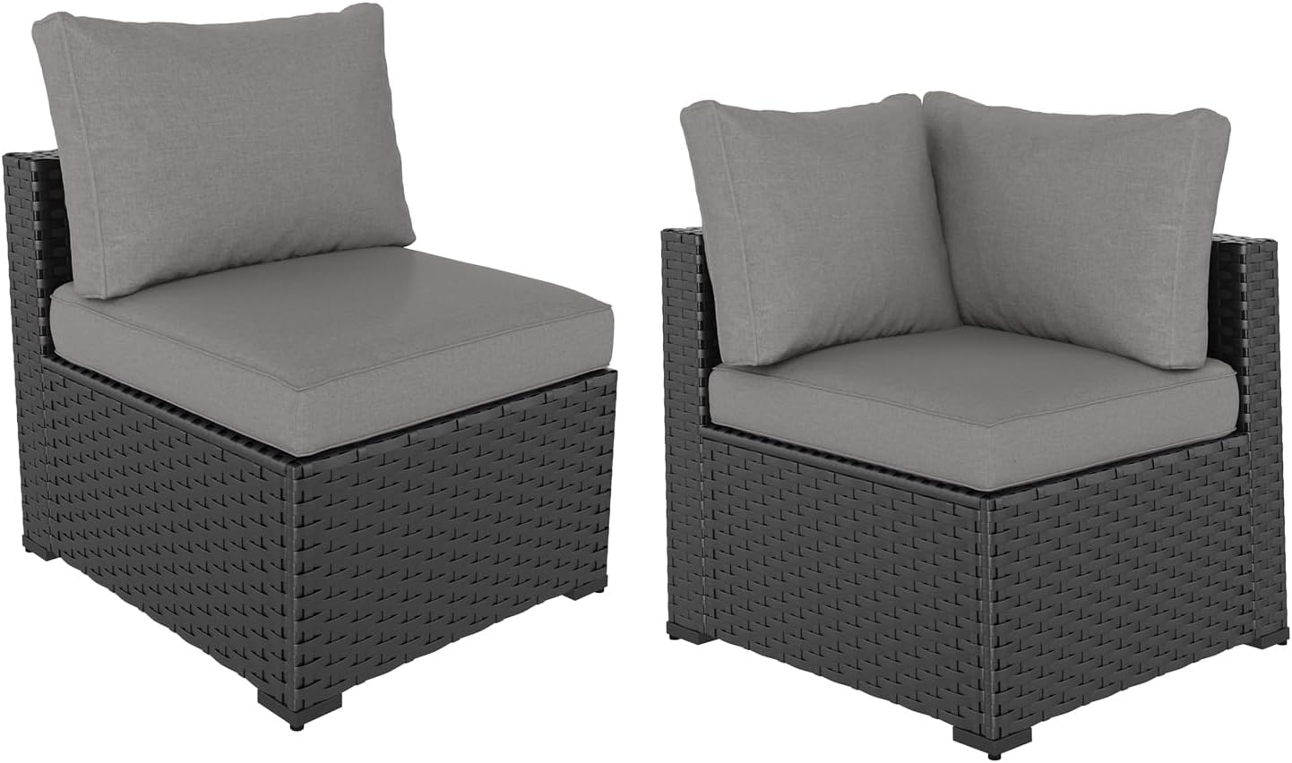 Patio Furniture Sets, 7-Piece Outdoor Patio Furniture with Thick Cushions, Wicker Outdoor Conversation Set Sectional Sofa for Backyard, Poolside, Garden